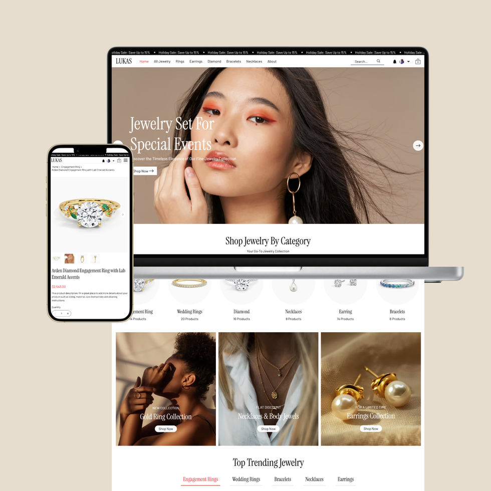 Tempeeshop Wix Templates demo – Lukas Jewelry cufflinks, jewelry store mobile optimization