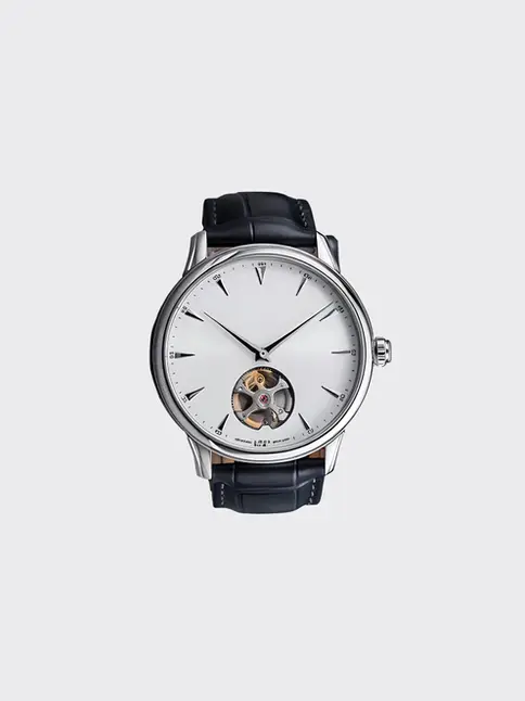 Vintage-inspired watch with visible movement