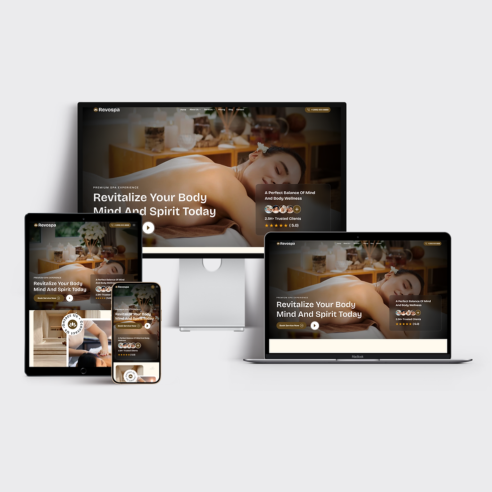 Revo Spa wellness template on desktop, laptop, and mobile