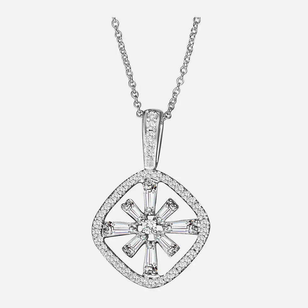 Diamond pendant necklace with a square design