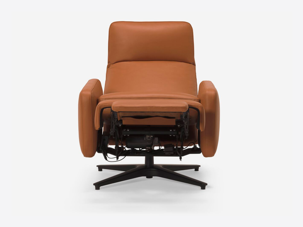 Brown leather recliner chair