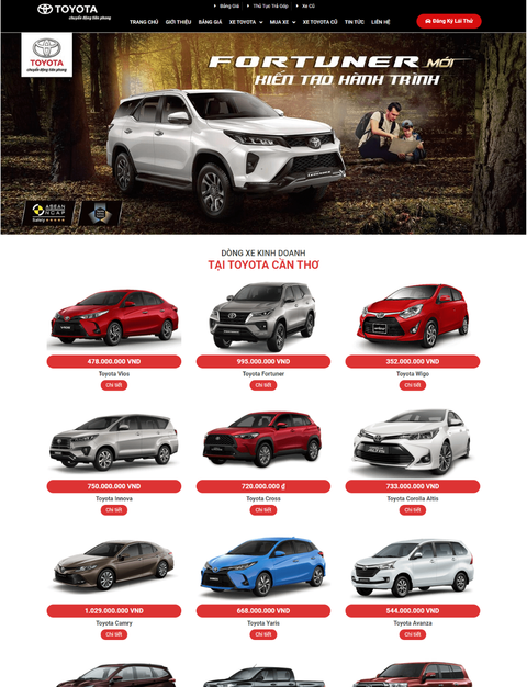 Template website bán ô tô Toyota