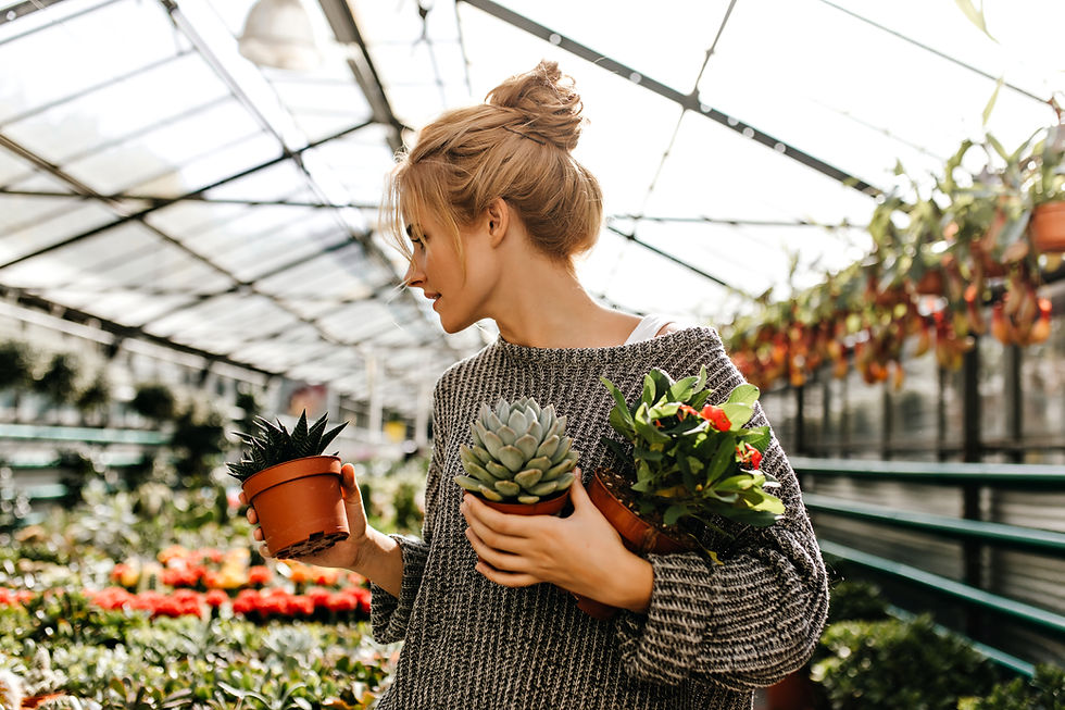 woman-with-bun-her-head-looks-plants-shop-holds-small-pots-with-cactus-succulent-with-bush
