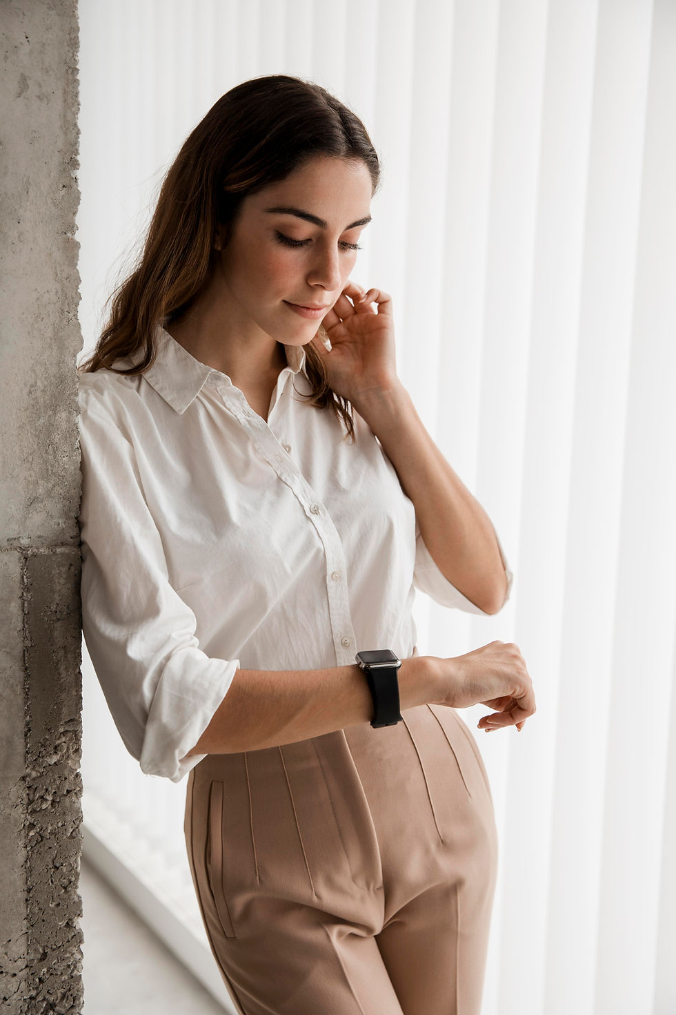 Woman checking her smartwatch