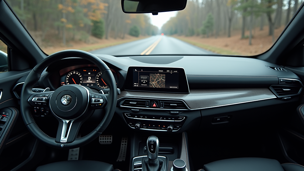 Eye-level view of a modern automatic car dashboard