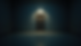 Eye-level view of a dimly lit room with a single spotlight illuminating a closed door