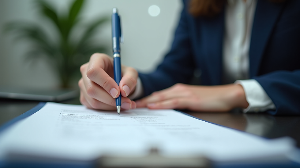 Close-up view of a driving test examiner’s clipboard and pen