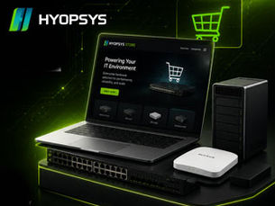 IT hardware stacked with a green shopping cart icon