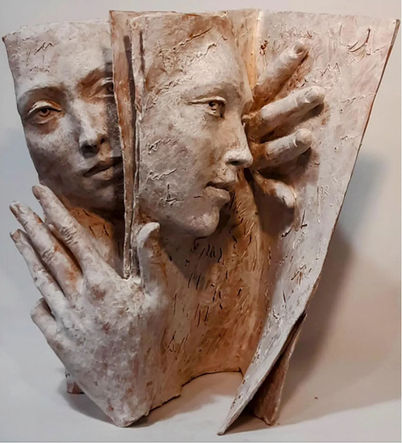 the guide, terracotta sculpture by Paola Grizi in USA