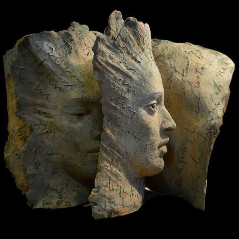 terracotta book sculpture by Paola Grizi