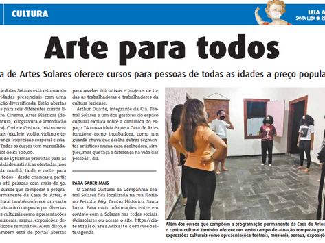 Arte para todos, Casa de Artes Solares é destaque no Leia Agora!