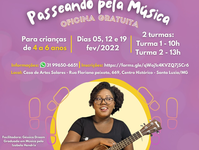 Oficinas GRATUITAS de musicalização infantil na Casa de Artes Solares