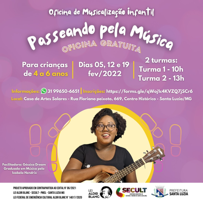 Oficinas GRATUITAS de musicalização infantil na Casa de Artes Solares