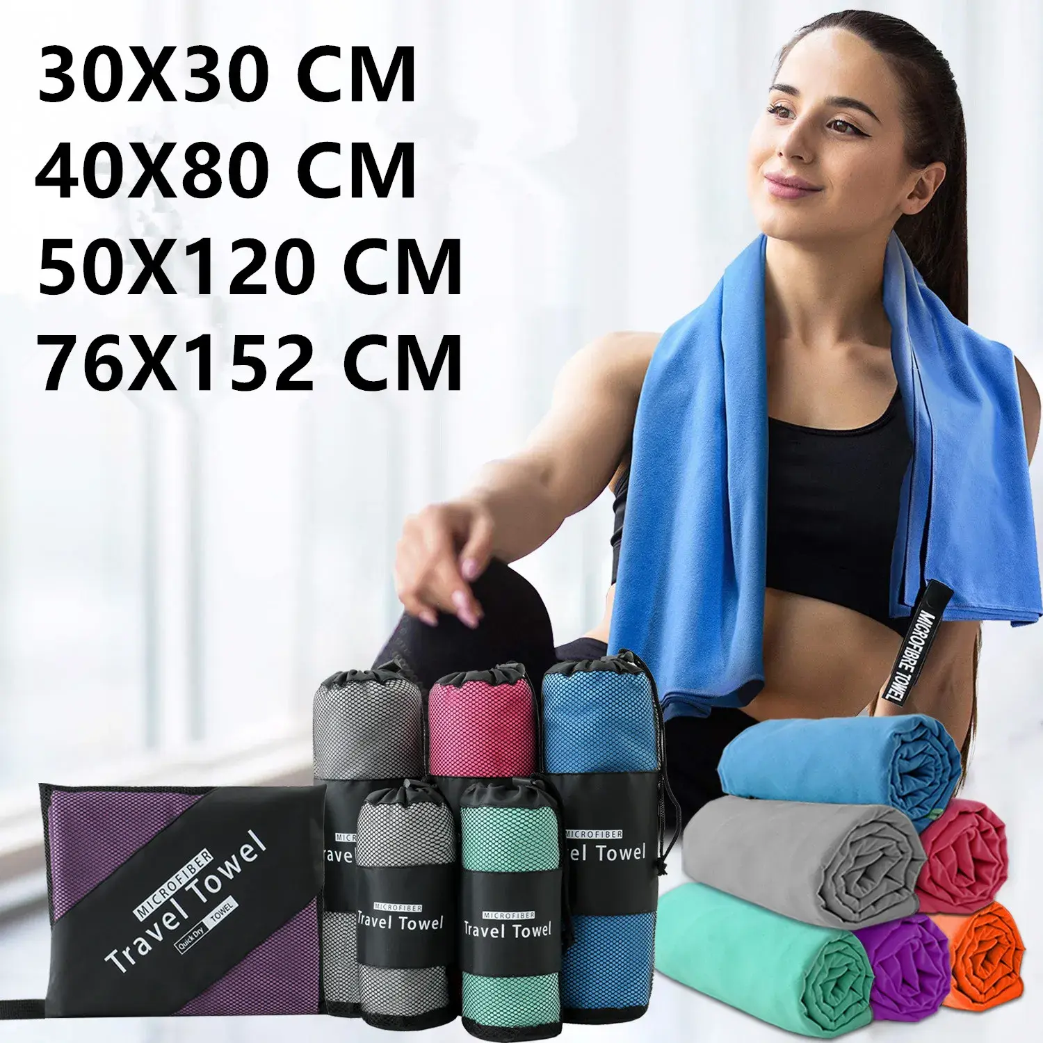 New Microfiber Towel Sports Quick-Drying Super Absorbent Gym Yoga Beach Towel