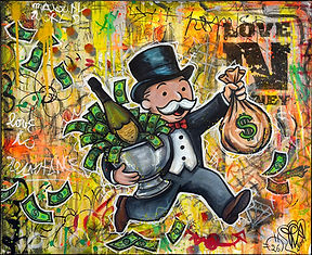 Tableau Mr Monopoly pop art et street art à vendre, œuvre originale sur toile par PVettese