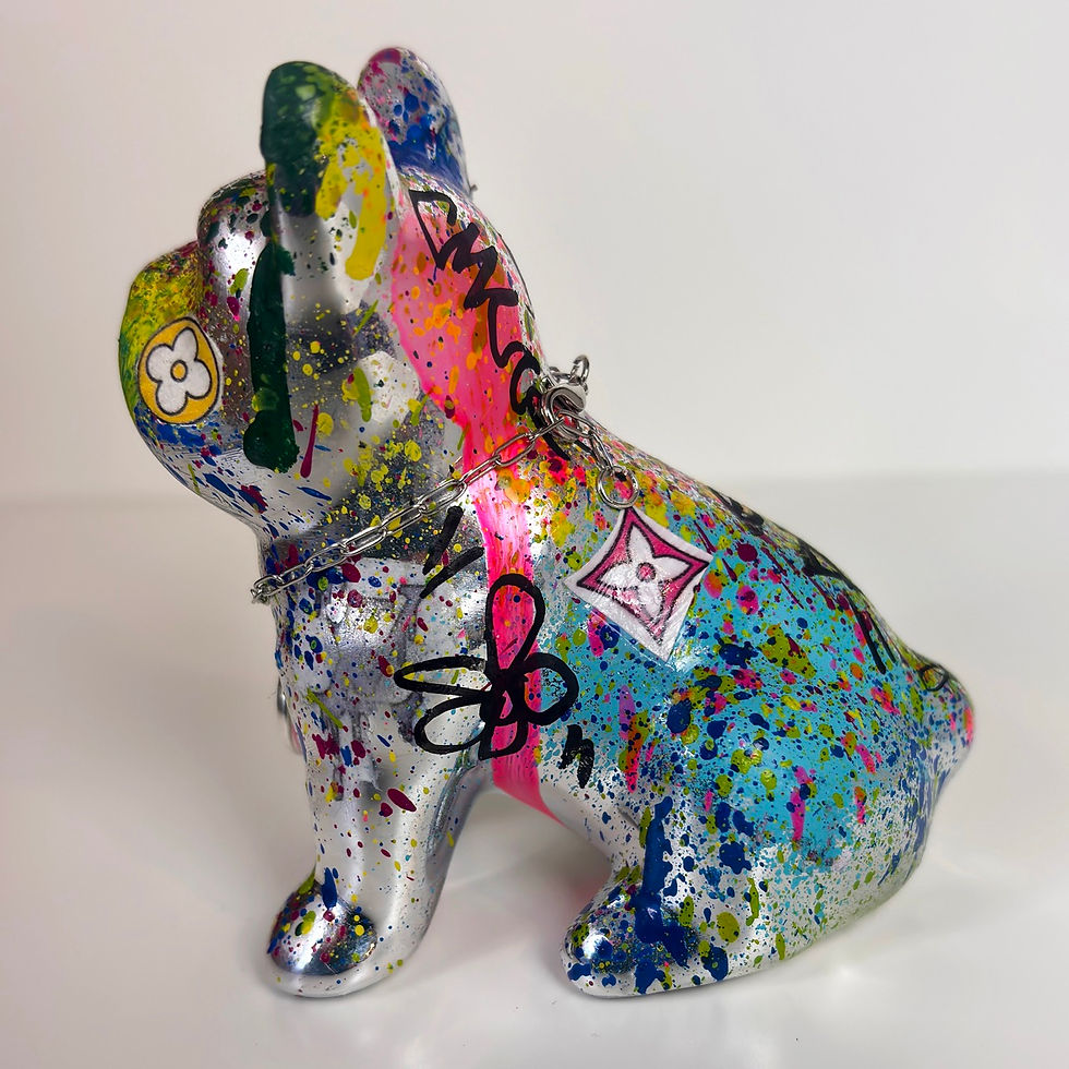 Thumbnail: sculpture bulldog Pop Art multicolore par PVettese
