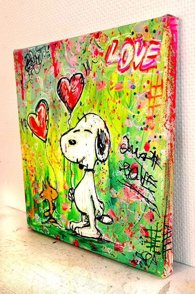 tableau pop art snoopy woodstock