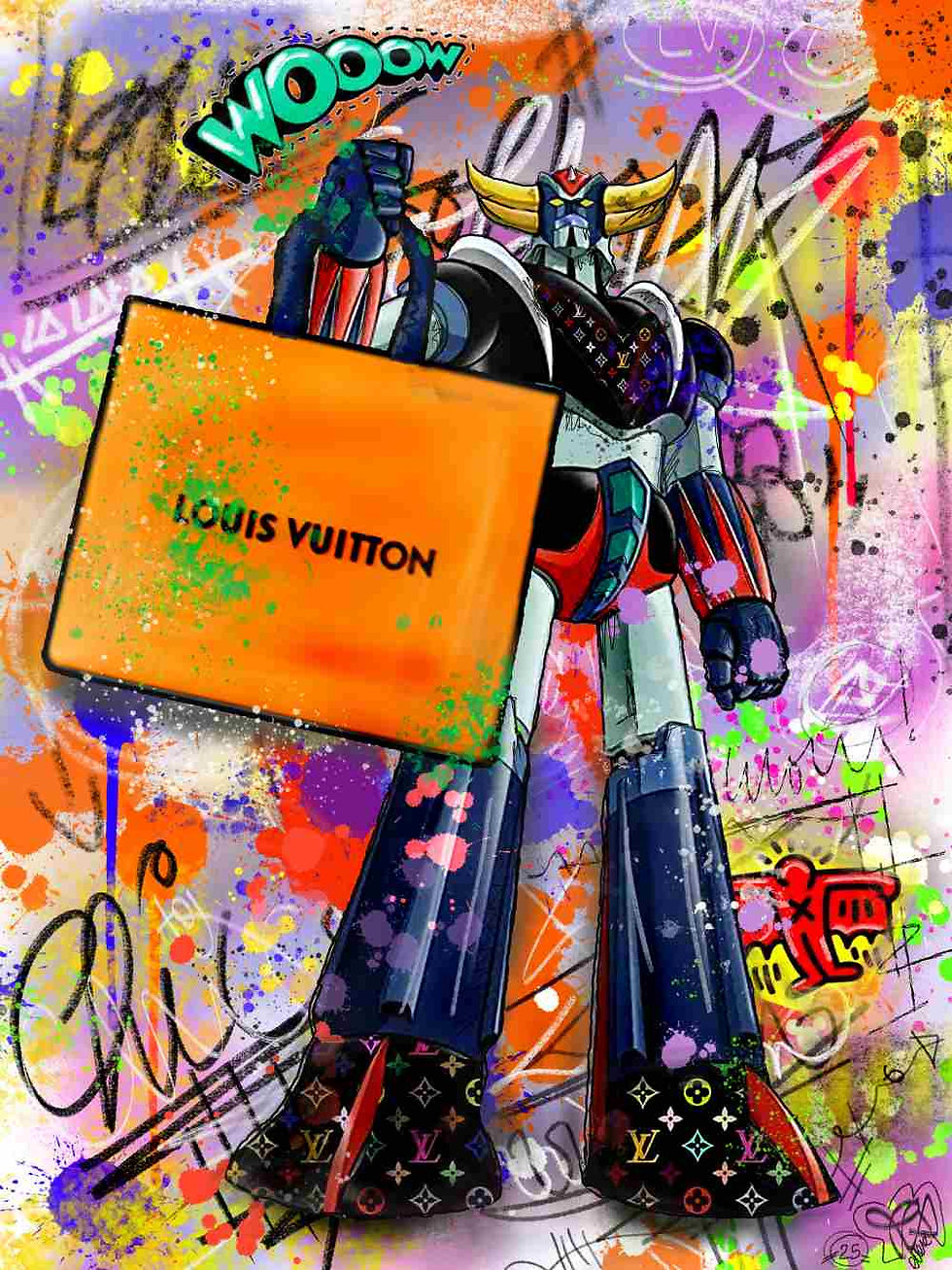 Goldorak Louis Vuitton Pop Art Graffiti Oeuvre Digitale Sur Toile