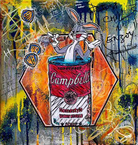 値下げ中！大人気⭐︎Urban Soup by Oliver G. ポップアート Pop Art Bugs Bunny Campbell's Soup Painting | Original Urban