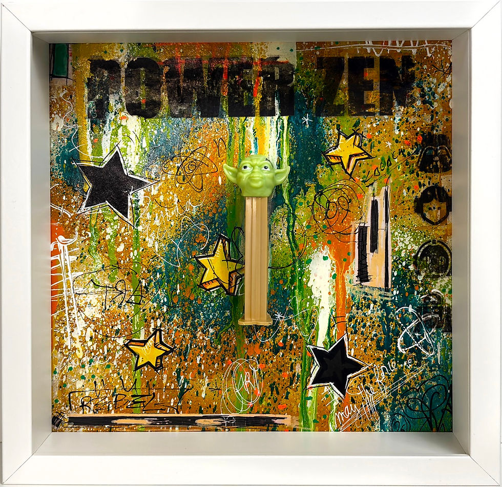 box murale cadre yoda pez star wars pop art graffiti
