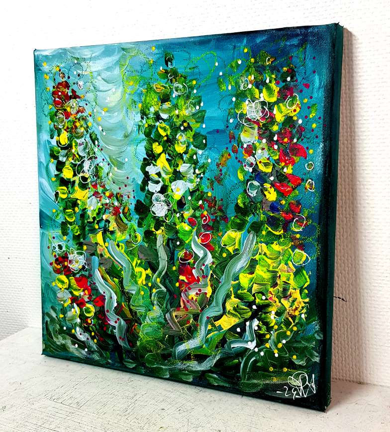 Miniature : Deep Blue Flowers - Peinture Abstraite Originale