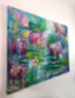 grand tableau tableau abstrait coloré fleuri