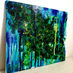 Miniature : Tableau Abstrait Bleu Vert Floral