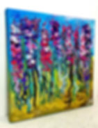 tableau abstrait fleurs violet