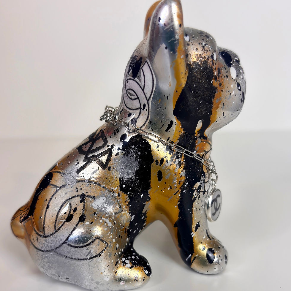 Thumbnail: sculpture bulldog Pop Art argentée par PVettese