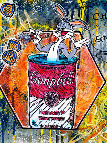 値下げ中！大人気⭐︎Urban Soup by Oliver G. ポップアート Pop Art Bugs Bunny Campbell's Soup Painting | Original Urban