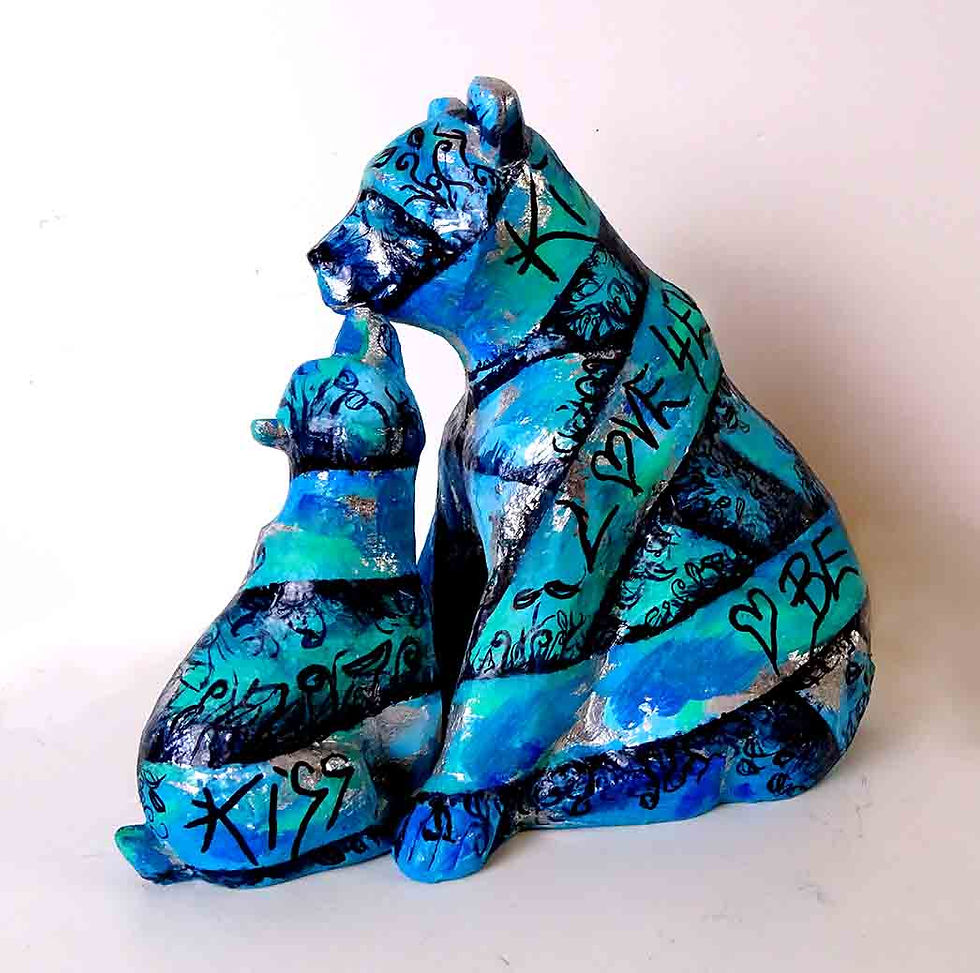 sculpture ours bleu
