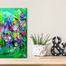 Miniature : Tableau abstrait Vert Fleurs