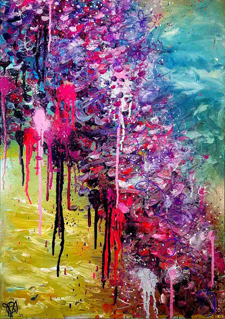 peinture abstraite colorée fleurs