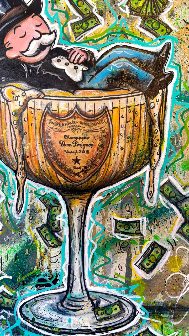 Thumbnail: Love N Money II – Tableau Pop Art Graffiti Monopoly Champagne