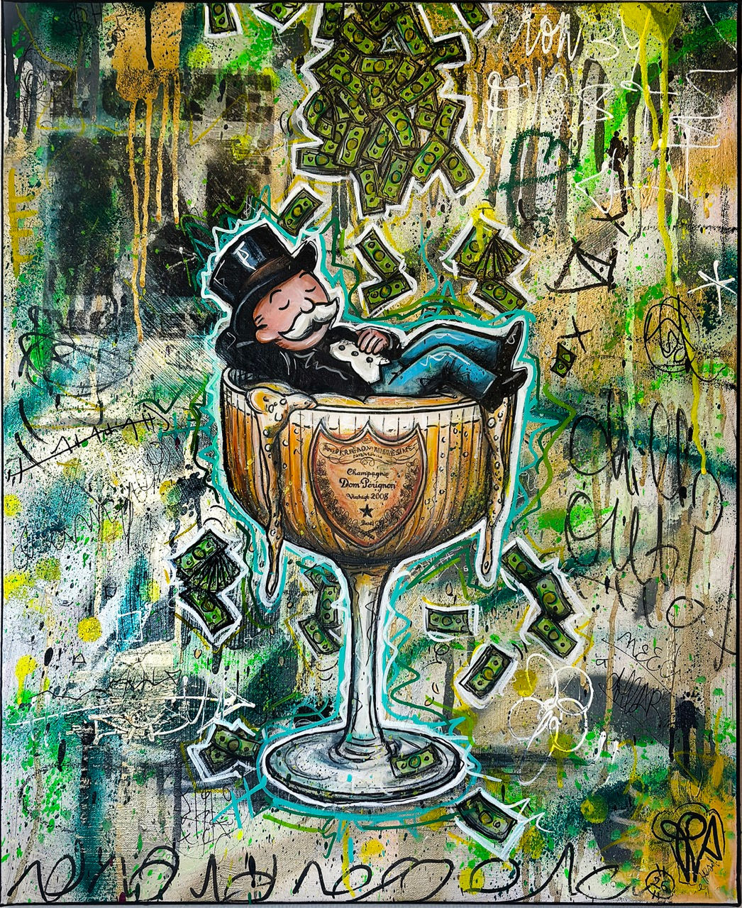 Monopoly Champagne Pop Art artwork on canvas