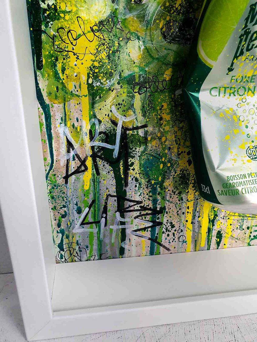 Miniature : Sculpture Cadre 3d Perrier Canette Graffiti Pop Art