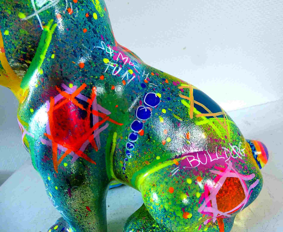 Miniature : bouledogue pop art résine