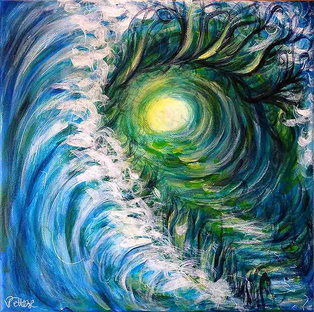 Tableau-abstrait-vert-bleu