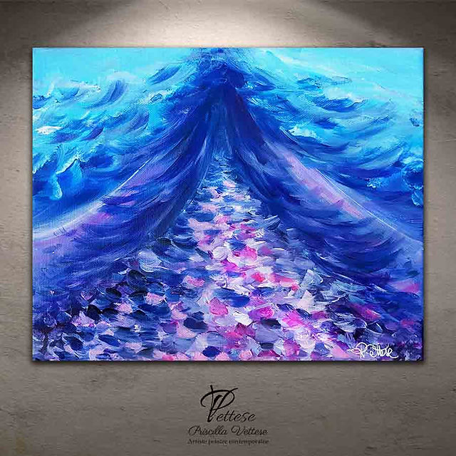 Abstract violet blue painting