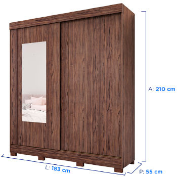 Thumbnail: Roupeiro Panan Ilheus 100 Mdf 2pts 3Gvs C/Espelho - 40010091-0170 -PC / 4 [F004]