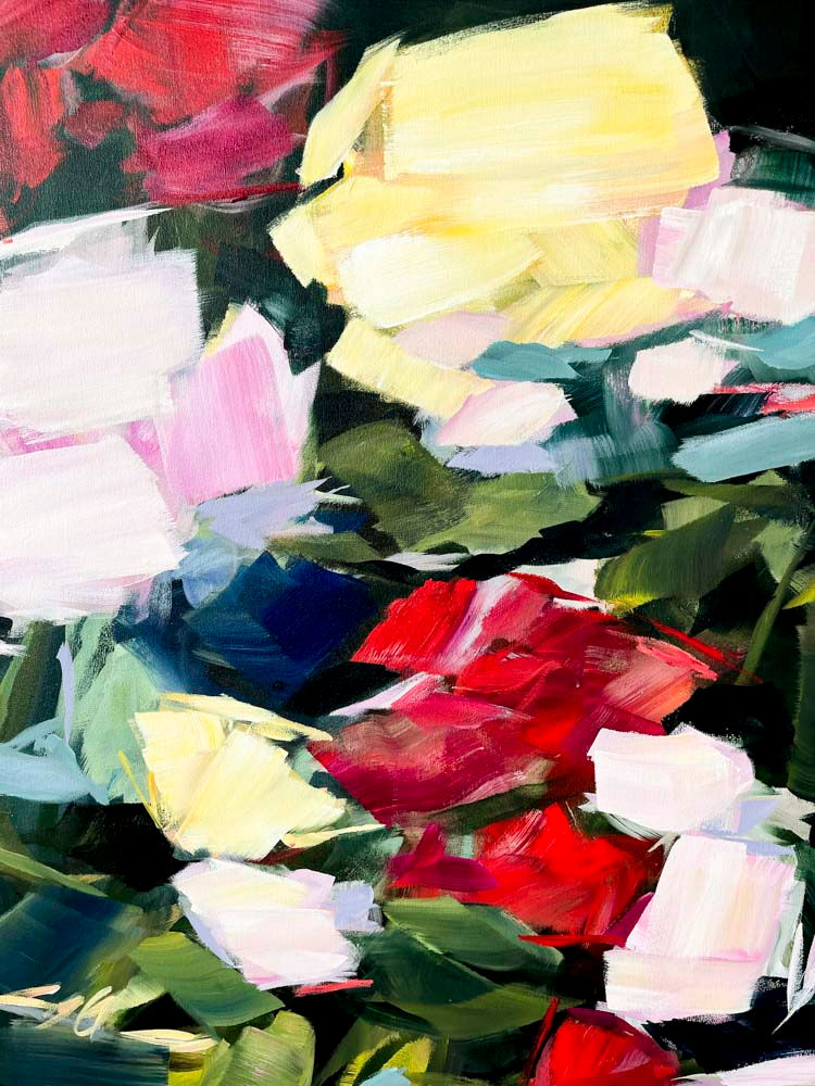 Thumbnail: "Azaleas at Midnight" 38x50 framed