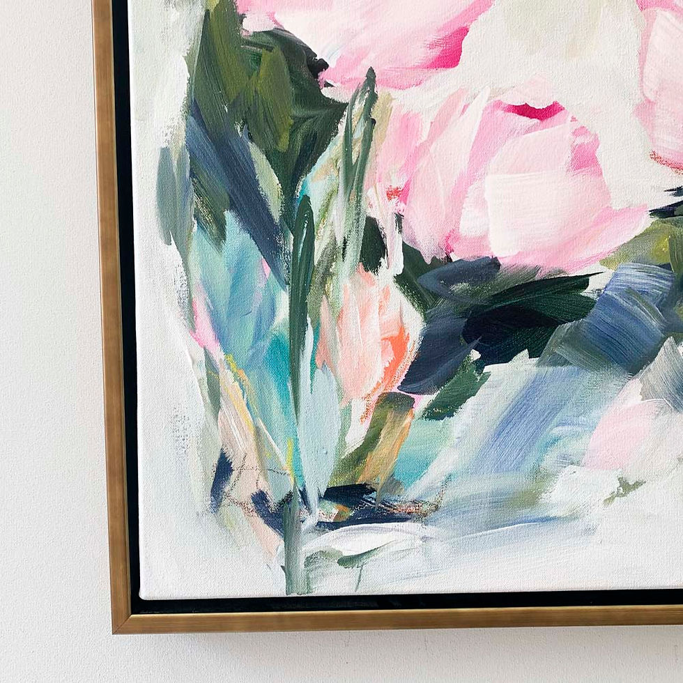 Thumbnail: Serenade No. 13 for Flowers, 26x26 framed, mixed media on canvas