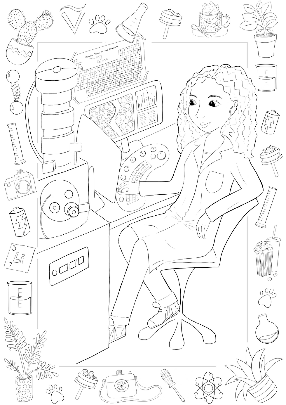 Black and white illustration of Dr Ioanna Pateli