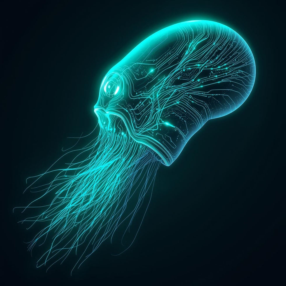 abstract digital avatar for an ai digital employee (abstract organism like a siphonophore)
