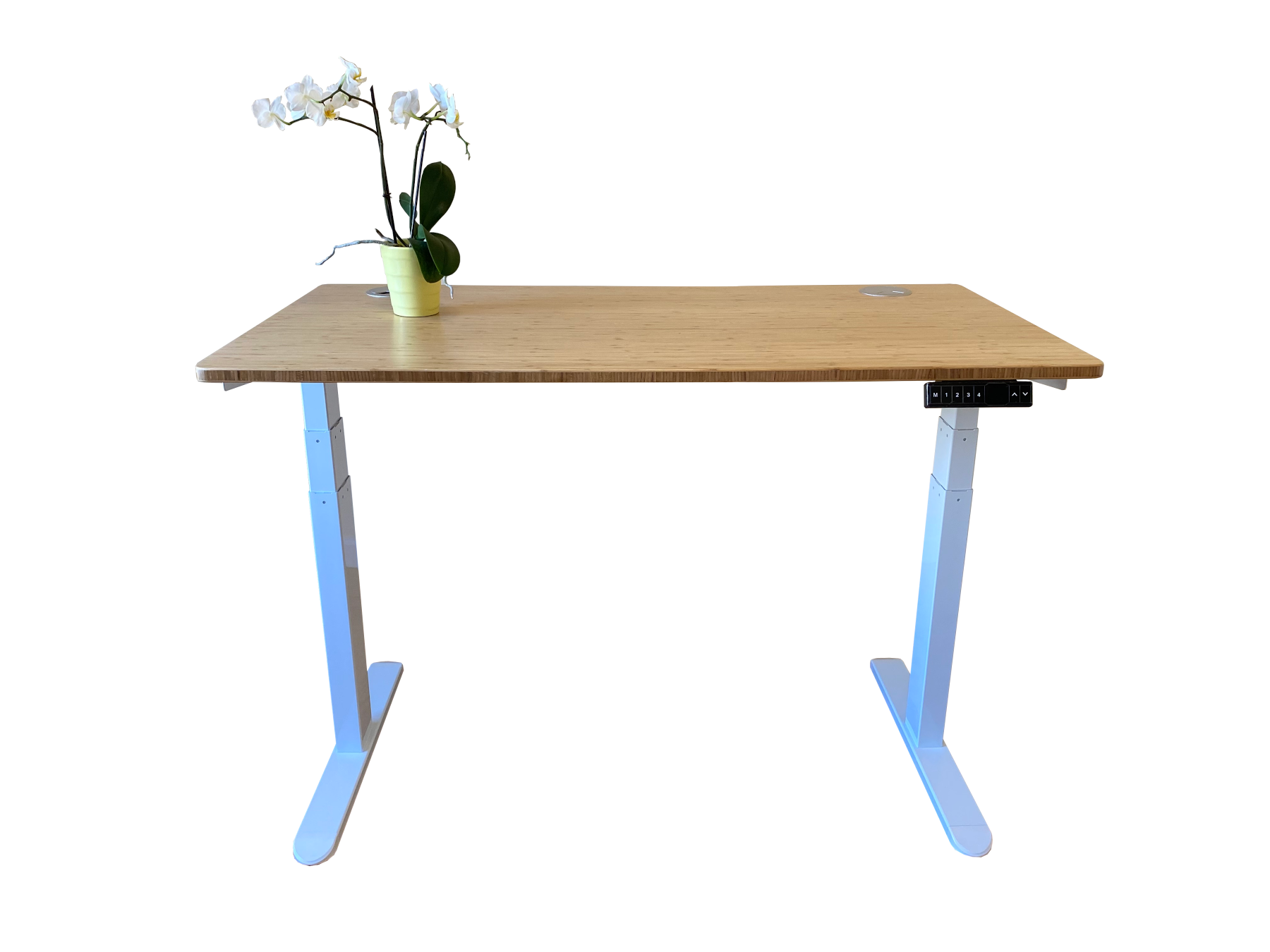 Electric height adjustable Bamboo desk top with 3-stage frame