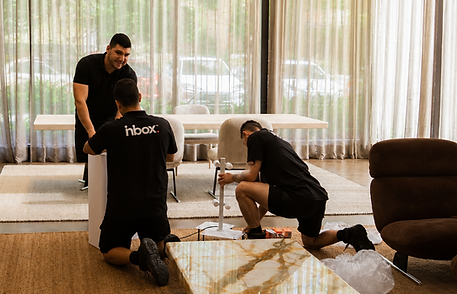Professional assembly of premium designer furniture.