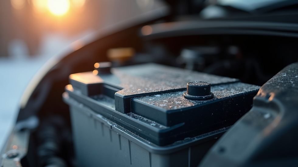 Close-up view of a vehicle battery