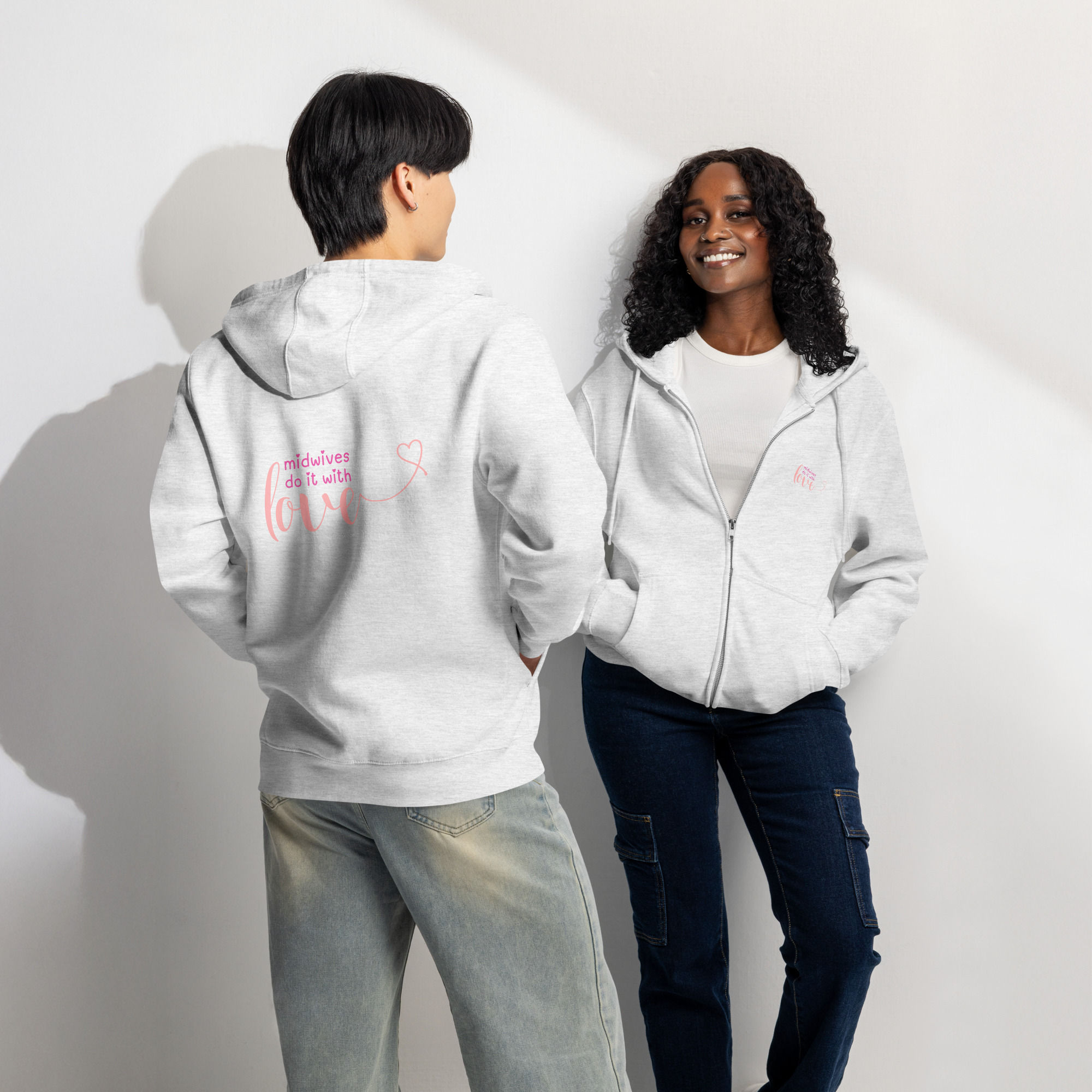 Midwives do it with Love full zip hoodie 