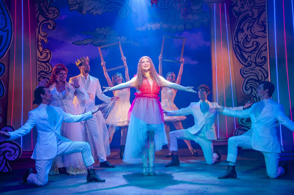 Vivienne Gianneschi (Pamela) and the ensemble of Head Over Heels
Photo: Danny Sze