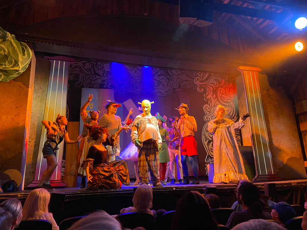 Carl Robinett (Shrek) and the cast of Shrek: The Musical
Photo: Julia Loudenback